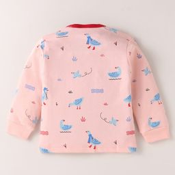 Mini Donuts Interlock Knit Full Sleeves Striped Sparrow Printed Front Open Vests Pack of 3 - Pink Red & Green image 5