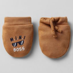Simply Interlock Knit Cap Mittens & Booties With Text Print Pack Of 3 Brown - Diameter 12 cm image 5