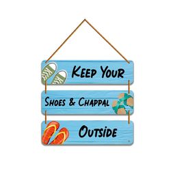 WallDaddy Blue & Black Printed Wooded Wall HangingDecor-image-84