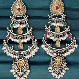 OOMPH Teardrop Shaped Chandbalis Earrings-17