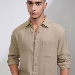 HIGHLANDER Men Relaxed Fit Spread Collar Vertical Striped Cotton Casual Shirt-image-85