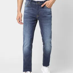 Jack & Jones Men Blue Ben Skinny Fit Low-Rise Heavy Fade Stretchable Jeans-picture-17