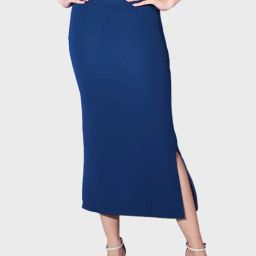 BUYNEWTREND Navy Pencil Skirt-image-30