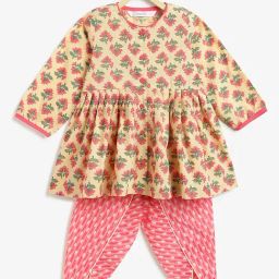 Campana Girls Pink Cotton Floral Suit Set-image-61