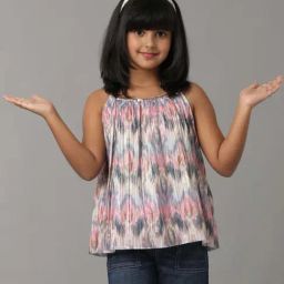 Under Fourteen Only Kids Pink & Grey Printed Top-image-69