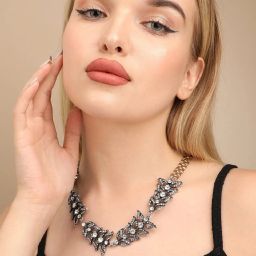 Sohi Multicolour Designer Statement Stones Necklace image 2