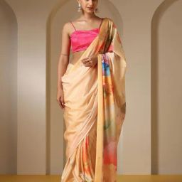 Swtantra Multicolor Printed Viscose Chinon Saree With Unstitched Self Blouse-picture-21