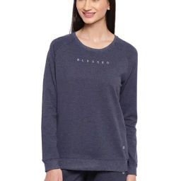 Enamor Navy Melange Textured Sweatshirt-image-13