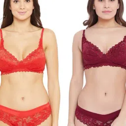 N-Gal Orange & Maroon Lace Bra & Panty Set (Pack Of 2)-image-71