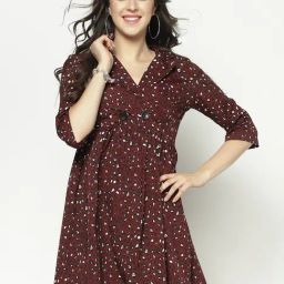 Sera Burgundy Printed Dress-picture-36