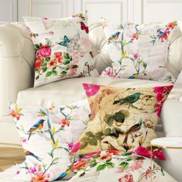 Bianca Ruyal White & Beige Microfibre Medium Cushion Cover - Set of 5-77