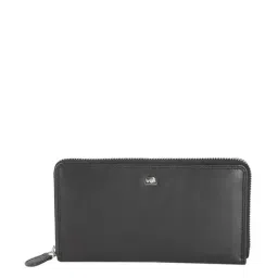Brown Bear Black Casual Leather Rfid Zip Around Wallet for Women-image-6