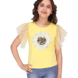Cutecumber Kids Yellow Sequence Casual Top-image-26
