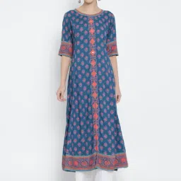 YASH GALLERY Blue Printed A Line Kurta-picture-12
