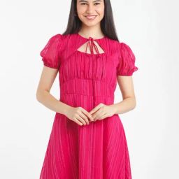 Zink London Pink Striped A-Line Dress-picture-36
