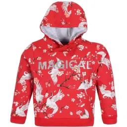 Plum Tree Kids Red & White Cotton Printed Full Sleeves Hoodie-image-63