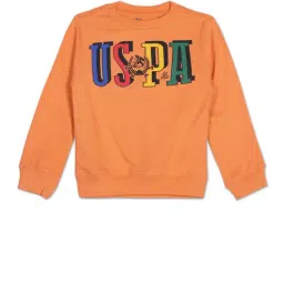 U.S. Polo Assn. Kids Light Orange Printed Full Sleeves Sweatshirt-picture-49