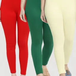 Gracit Red & Green Mid Rise Leggings - Pack Of 3-picture-20