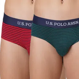 U.S. Polo Assn. Bistro Green & Red Cotton Regular Fit Striped Briefs - Pack Of 2-picture-38