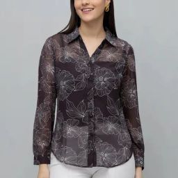PURYS Black Printed Casual Shirt-image-95