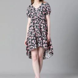 Oxolloxo Multicolor Cotton Printed High-low Dress-picture-4