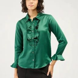 SALT Attire Green Fern Ruffled Button Down Shirt-image-71