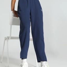 Puma Blue Cotton Textured Pattern Sports Track Pants-30