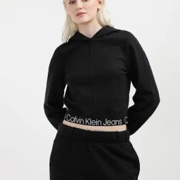 CALVIN KLEIN JEANS Black Regular Fit Viscose Hooded Neck Hoodies-image-75