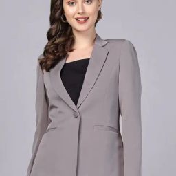 Powersutra Grey Polyester Comfort Fit Blazer-38