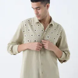 ETA by Westside Beige Embroidered Relaxed-Fit Cotton Shirt-picture-48