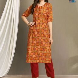 Moda Rapido Women Ethnic Motifs Printed Regular Kurta with Trousers-36