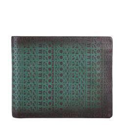 KOMPANERO Stephane Green Leather Printed Bi-Fold Wallet-3