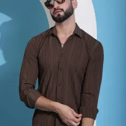 Indian Needle Coffee Regular Fit Striped Shirt-picture-30