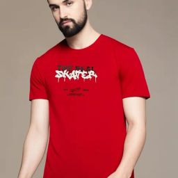 Vimal Jonney Red Regular Fit Graphic T-Shirt-20