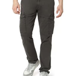 Spykar Grey Cotton Regular Fit Cargo Pant-image-20