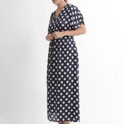 RAREISM Blue Blended Printed Short Sleeves Dress-image-98