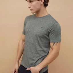 Fame Forever By Lifestyle Green Cotton Regular Fit Self Pattern T-Shirts-image-56