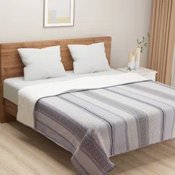 SWAYAM Grey & White Geometric AC Room 110 GSM Double Bed Dohar-image-73