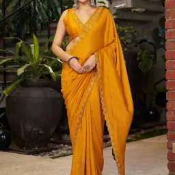 Sitanjali Embellished Sequinned Silk Blend Saree-image-7