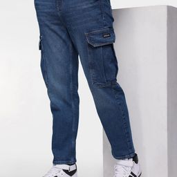 FCUK Men Loose Fit Light Fade Stretchable Cargo Jeans-image-69