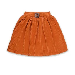 Girls Accordion Pleated Satin Flared Skirt-image-60