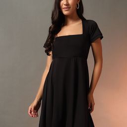 Trend Arrest Women Square Neck Fit & Flare Dress-image-92