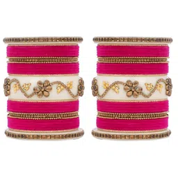 leshya Set Of 2 Stone Studded & Velvet Bangles-picture-20