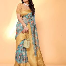 Moda Rapido Floral Zari Silk Cotton Banarasi Saree-picture-25