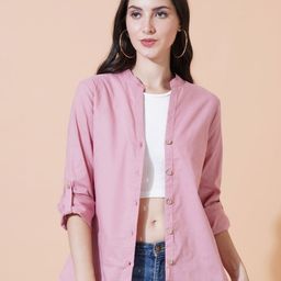 IX IMPRESSION Mandarin Collar Cotton Shirt Style Top-picture-58
