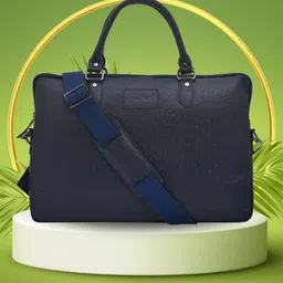 OLIVE MIST Unisex Textured Leather Laptop Bag-image-56