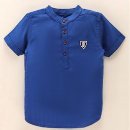 TONYBOY Half Sleeves Patch Detail Shirt - Blue-image-19