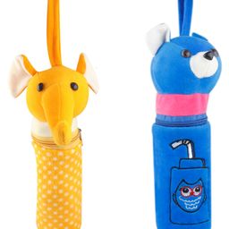SS Impex Elephant & Teddy Theme Feeding Bottle Covers Pack Of 2 - Yellow Blue-23