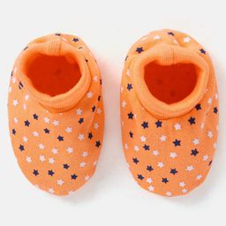 Babyhug 100% Cotton Knit Stars Printed Booties - Orange-picture-22