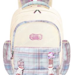 FunBlast Casual Backpack Checked Design Beige -    18 Inches-image-20